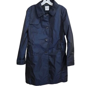 Cinzia Rocca Due Womens Size 8 irridescent Blue Rain Coat Jacket Contrast check - Picture 1 of 17