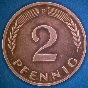 Münze 2 Pfennig Kupfer 1950 F nicht magnetisch - Bild 1 von 3