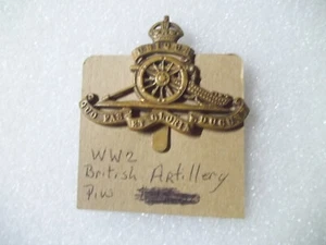 BRITISH ARTILLERY CAP BADGE WITH SLIDER,WW2,MAYBE WW1 - Foto 1 di 4