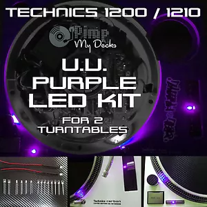 TECHNICS 1200 1210 COMPLETE U.V. PURPLE LED KITS X 2 ( FOR 2 TURNTABLES ) - Picture 1 of 8