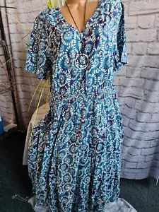 Dress Sheego By Joe Browns Summer Dress Jersey Dress Blue Patterned (452) - Picture 1 of 3