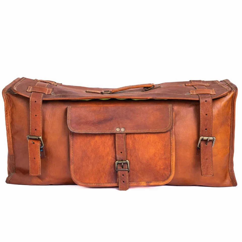 Sac En Cuir De Voyage Gym Sac De Sport Vintage Pour Un Week-End - Photo 1/1