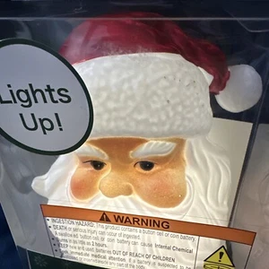 Santa Claus Head Blow Mold LED Light Up MINI Tree Topper Christmas Decor 6 Hour - Picture 1 of 4