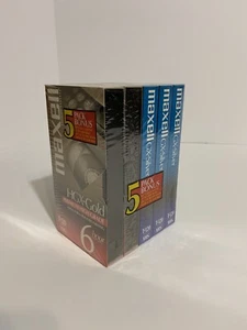 Maxell VHS Video Tapes HGX-Gold (2) GX-Silver (3) T-120 5-Pack 6 Hour New - Picture 1 of 4