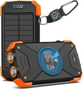 BLAVOR Solar Power Bank Charger 10000mAh,USB C Portable Orange - Picture 1 of 9