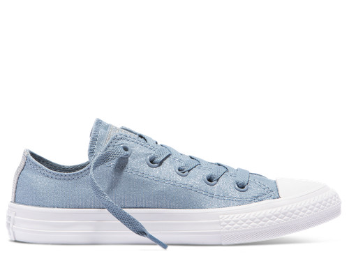 Scarpe sneakers Converse Junior Fairy Dust blu denim e argento bambina taglia 12 NUOVE