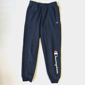 Champion Boy size L navy blue c logo cotton fleece sweatpants joggers - Picture 1 of 9