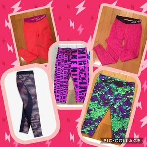 NWT NIKE PRO DRI FIT Athletic Leggings Girls S M L XL 6 Pink Orange Purple Navy - Picture 1 of 40