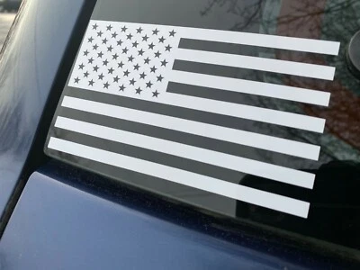 ORACAL SUBDUED AMERICAN FLAG -WHITE- Vinyl Decal Indoor & Outdoor Sticker. Choose Size!