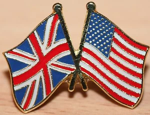 Insignia de metal bandera de amistad del Reino Unido y EE. UU. Gran Bretaña América  - Imagen 1 de 1