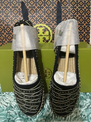 Auténtica Alpargata Tory Burch Cinta Olona It Lona 5.5 Azul Marino Perfecto Foto 1 de 4