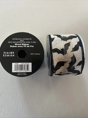 Celebrate it Halloween 2 1/2" x 20 ft Bats Wired Ribbon New X 2 - Image 1 of 3