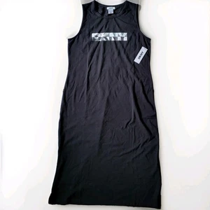 Vestido largo negro con estampado de logotipo DKNY para mujer talla L - Imagen 1 de 5