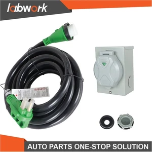Labwork 25 FT 50A RV Power Extension Cord W/LED & Twist Lock Plug Inlet 125/250V - Picture 1 of 12