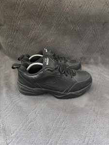 Nike Air Monarch IV Black Casual Shoes Mens Sz 9.5 Leather Sneakers Walking - Picture 1 of 9