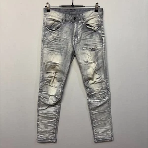 Pantalones de mezclilla grises Smoke Rise para hombre desgastados calce ajustado hip hop talla 30x32 D022-6 - Imagen 1 de 23