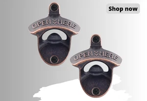 Vintage Kupfer Flaschenverschlussöffner Wandhalterung - Antik Metall Bar Werkzeug (2er Pack) - Bild 1 von 5
