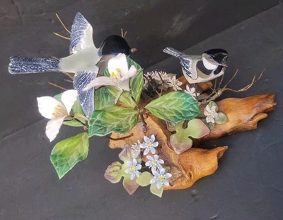 Par grande de garbanzos Norman Brumm esmalte y cobre en flores madera a la deriva Foto 1 de 4