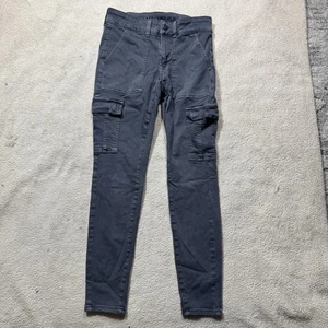 Pantaloni American Eagle donna 6 Next Level elasticizzati tasche cargo jegging grigio - Foto 1 di 13