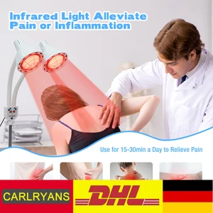 Lampada infrarossi doppia testa rossa lampada termica faretto lampada terapia 275W con supporto - Foto 1 di 12