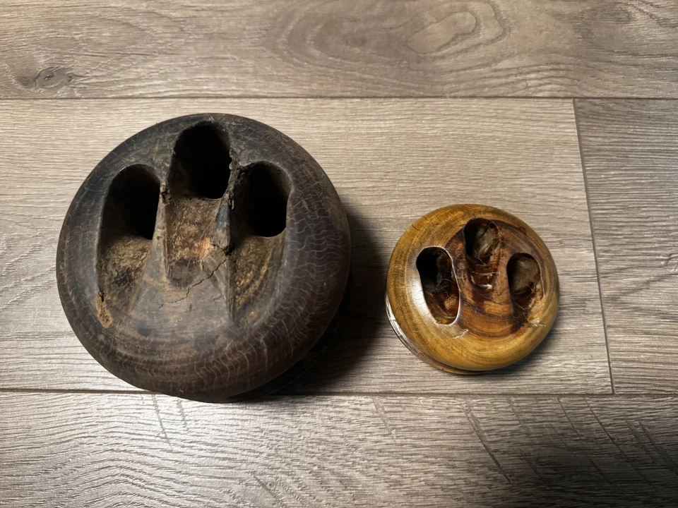 Lote De 2 Barcos Antiguos Bloque Deadeye Pully Boat Náutico Madera Marítimo Foto 1 de 4