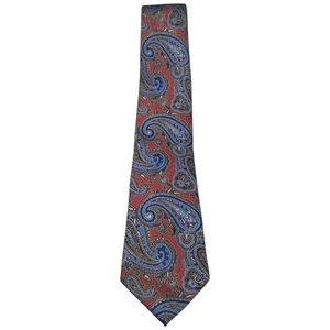Tasso Elba Paisley Silk Tie - Dark Colors Blue and Red White - Picture 1 of 7