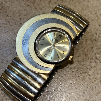 Vivani Quartz Watch Crescent Moon Shape Gold Silver Tone Runs Well 42mm Large - Image 1 of 4