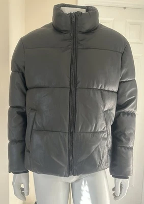 Nueva chaqueta acolchada de cuero sintético negra ZARA L Foto 1 de 4