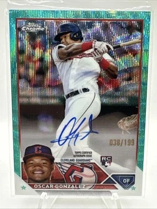 2023 Topps Chrome - Rookie Autographs Oscar Gonzalez #RA-OG Aqua Wave Refractor - Picture 1 of 11