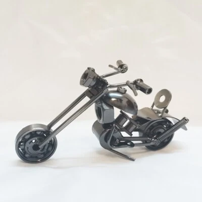 Collectible Motorcycle Sculpture Handmade Recycled Metal Art Motorbike Model Toy - Image 1 of 4