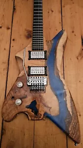 Custom Unique Blue River epoxy Resin Left Handed Electric Guitar Bareknuckle - Picture 1 of 24