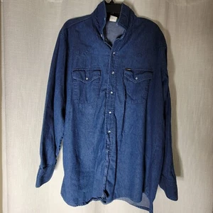 Vtg OshKosh B'Gosh Denim Button Up Long Sleeve Shirt Men's Size XL Long - Picture 1 of 8