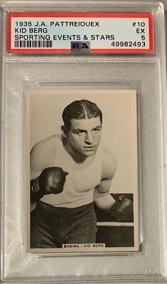 1935 JA Pattreiouex Boxing #10 Kid Berg Sporting Events & Stars PSA 5 Centered - Image 1 of 2