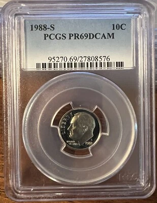 1988- S ROOSEVELT DIME PCGS PR69DCAM #G553 - Image 1 of 2