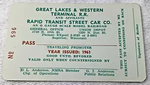Vintage NMRA Railroad Train Pass Great Lakes & Western RR Pass 1961 Superior WI - Picture 1 of 2