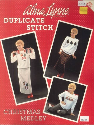 Christmas Medley Duplicate Stitch Leaflet 1990 Alma Lynne ALD-03 Santa Angel - Image 1 of 3