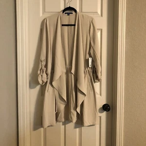 Apt.9 BNWT beige open drape waterfall cinched drawstring waist jacket blazer XXL - Picture 1 of 8