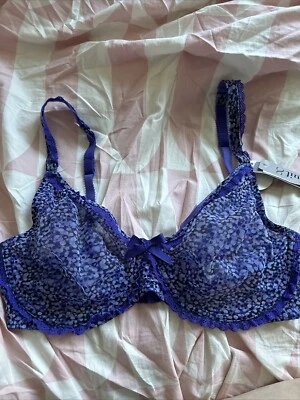 huit choisya full cup lace bra size 36D purple floral with lace trim NWT  - Image 1 of 4