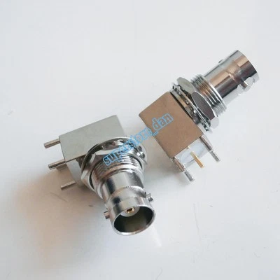 10Pcs BNC female bulkhead 90° solder PCB mount right angle RA RF connector - Image 1 of 4