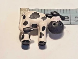 Vintage Ceramic Clay Handcrafted Cow Pin ~ Ships FREE - Picture 1 of 3