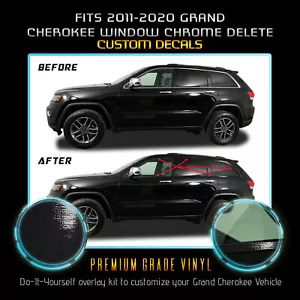 Fit 11-21 Grand Cherokee Window Trim Chrome Delete Blackout Precut Glossy Black - Foto 1 di 4