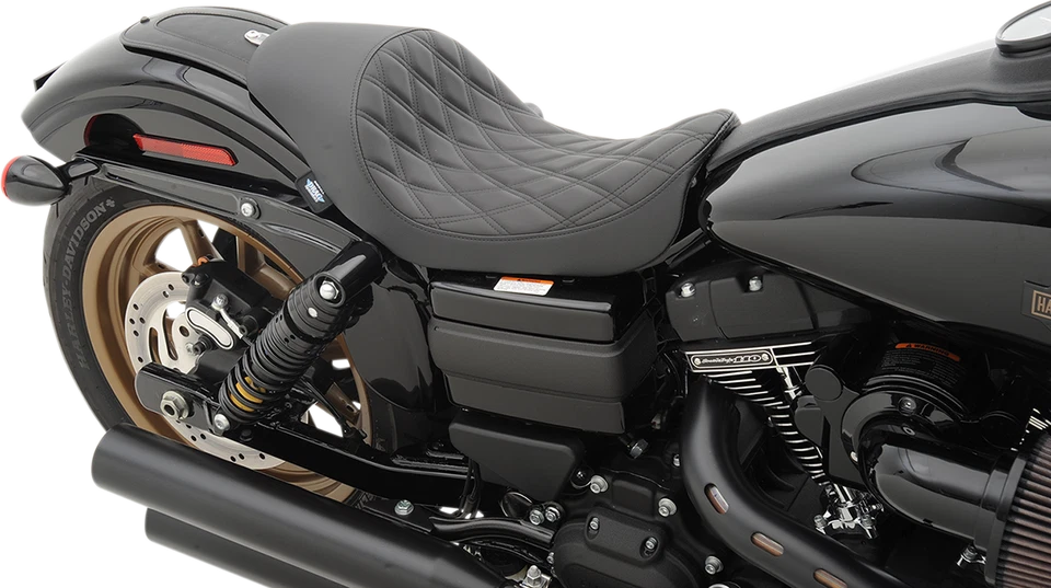 Asiento individual Drag Specialties cuero negro puntada diamante 06-17 Harley Dyna FXD Foto 1 de 1