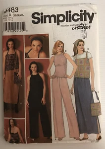 Simplicity 9483 Patrón de Costura Pantalones y Prendas para el torso de Ganchillo Bolso Bufanda Talla: XS-L - Imagen 1 de 8