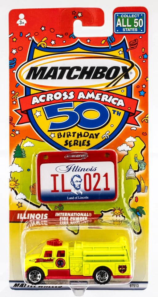2002 Matchbox Across America International Pumper SAFETY YELLOW | ILLINOIS | FSC - Image 1 of 1
