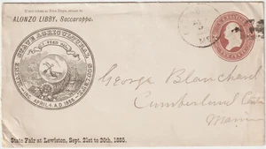 1885 brown entire Saccarappa ME State Agricultural Society & State Fair (d103) - Picture 1 of 2