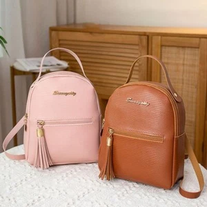 Solid Color Shoulder Bags Tassel Phone Pouch Women's Backpack Student - Picture 1 of 17