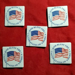 GOD BLESS AMERICA * 5 Flag Pin LOT * JULY 4th! * MADE IN USA * Lapel Hat Tie - Picture 1 of 7