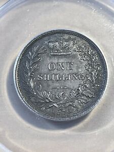 1870 Great Britain 1 Shilling Silver Coin Graded AU50 by ANACS Die 10 b