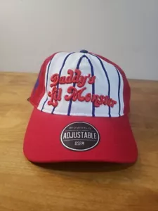 HARLEY QUINN SUICIDE SQUAD * DADDY'S LIL MONSTER * HOT TOPIC RED WHITE HAT CAP - Picture 1 of 12