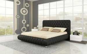 Wasserbett Bett Betten Komplett Lederbett Polsterbett mit Matratze Chesterfield - Bild 1 von 12